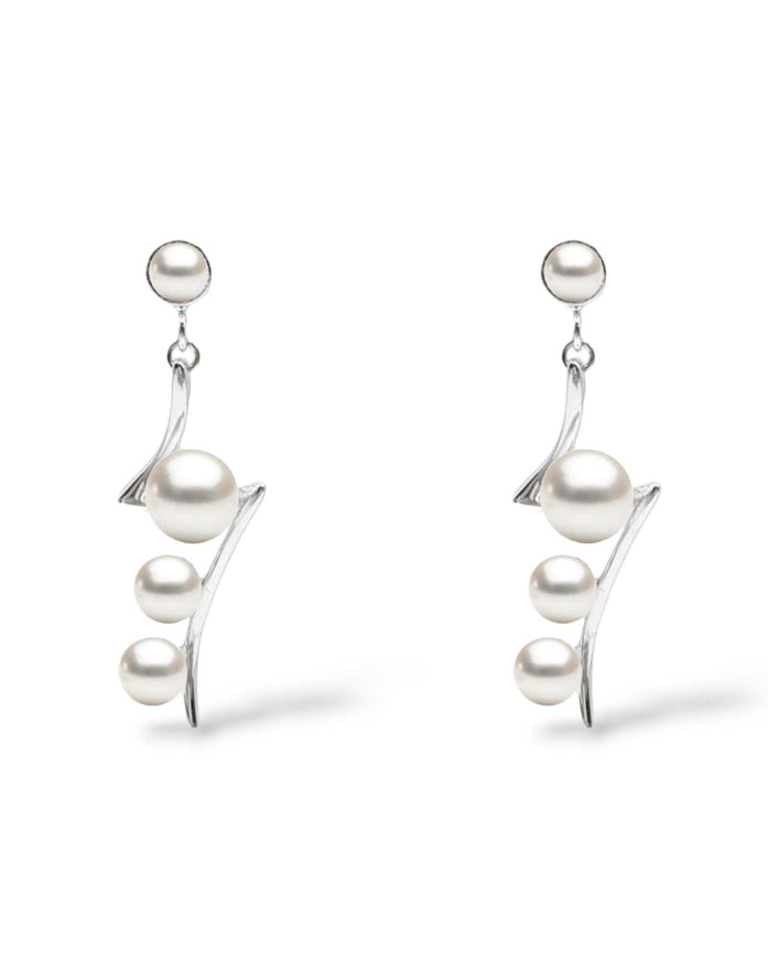 Ariel Taub Paisley Pearl Earrings in Silver
