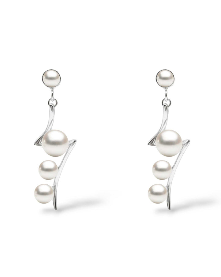 Ariel Taub Paisley Pearl Earrings in Silver