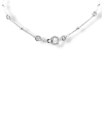 Ryan Crystal and Pearl Bow Charm Lariat Necklace