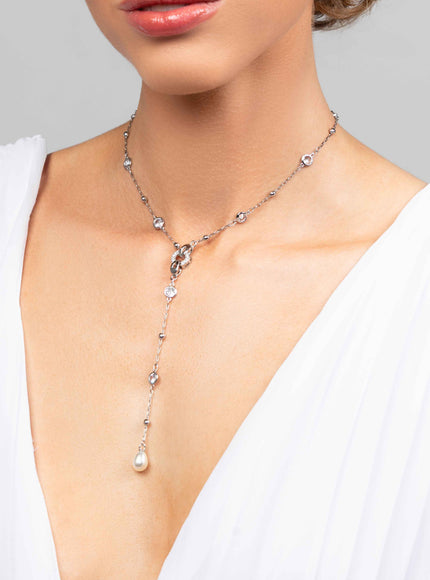 Palmer Pearl Charm Lariat Necklace