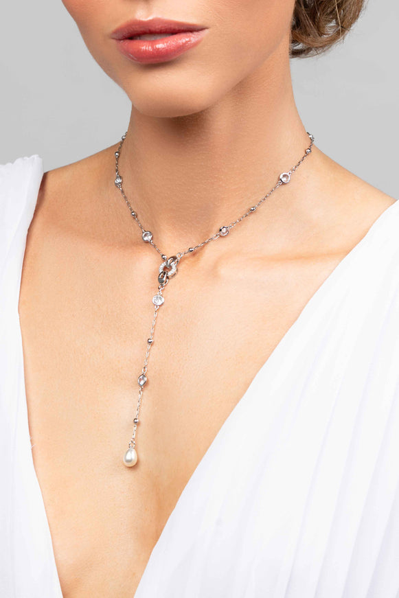 Palmer Pearl Charm Lariat Necklace
