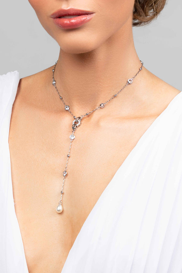 Palmer Pearl Charm Lariat Necklace
