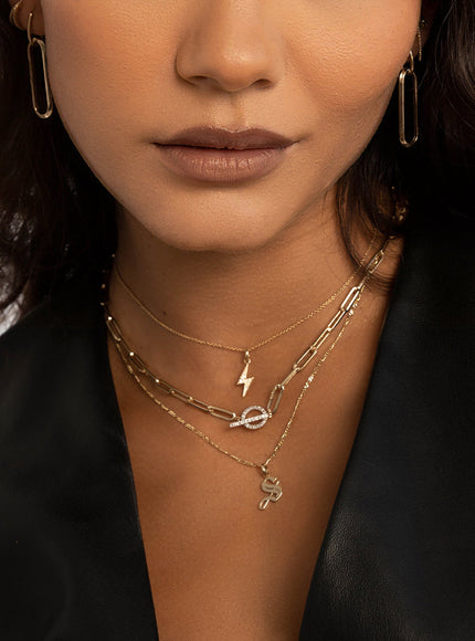 Zoe Lev 14K Gold Large Paper Clip Chain with Diamond Toggle Necklace