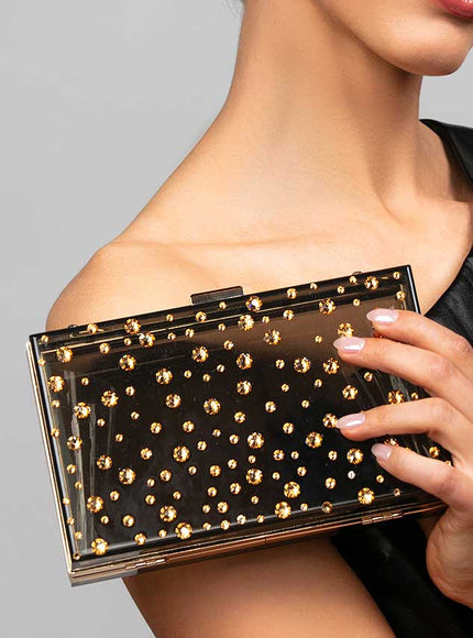 Parker Polka Dot Crystal Lucite Clutch