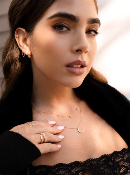 Zoe Lev Pave Diamond Moon and Star Necklace