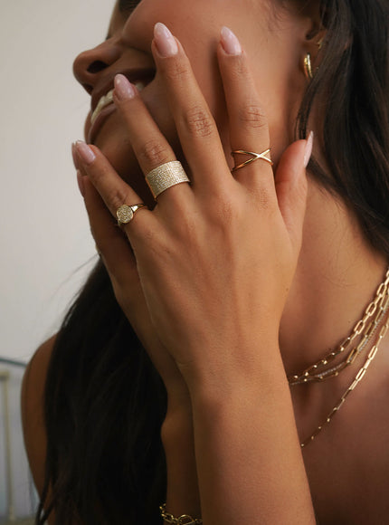 Zoe Lev Pave Diamond Signet Ring
