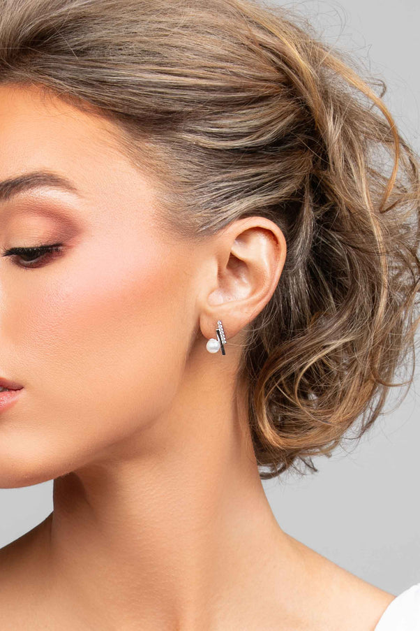 Paxton Crystal and Pearl Stud Earrings