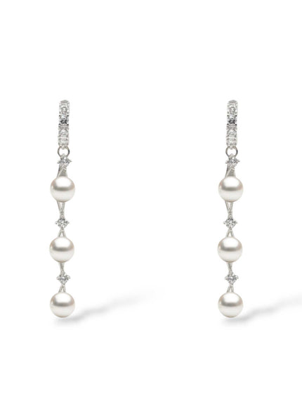 Ariel Taub Pearla Pearl and Crystal Drop Earrings in Silver