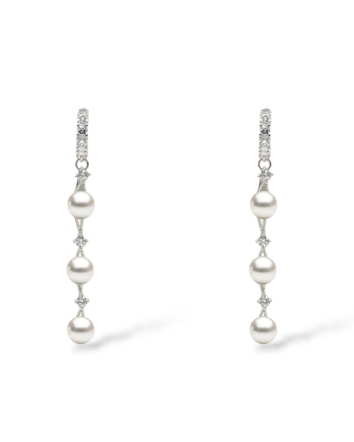 Ariel Taub Pearla Pearl and Crystal Drop Earrings in Silver