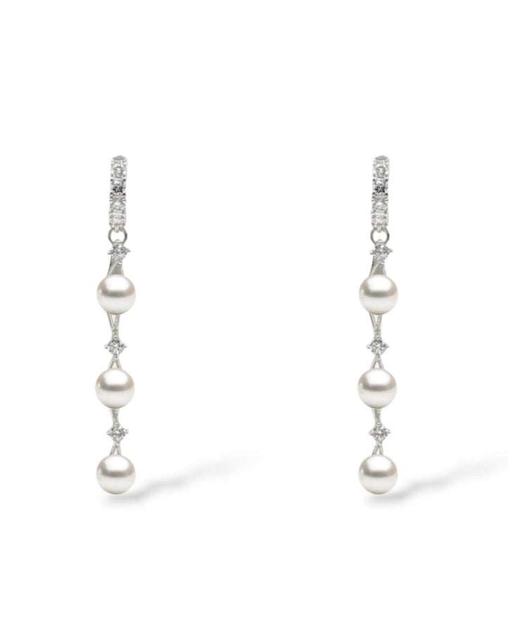 Ariel Taub Pearla Pearl and Crystal Drop Earrings in Silver