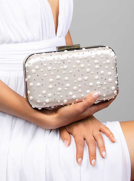 Ariel Taub Penelope Pearl and Crystal Polka Dot Clutch