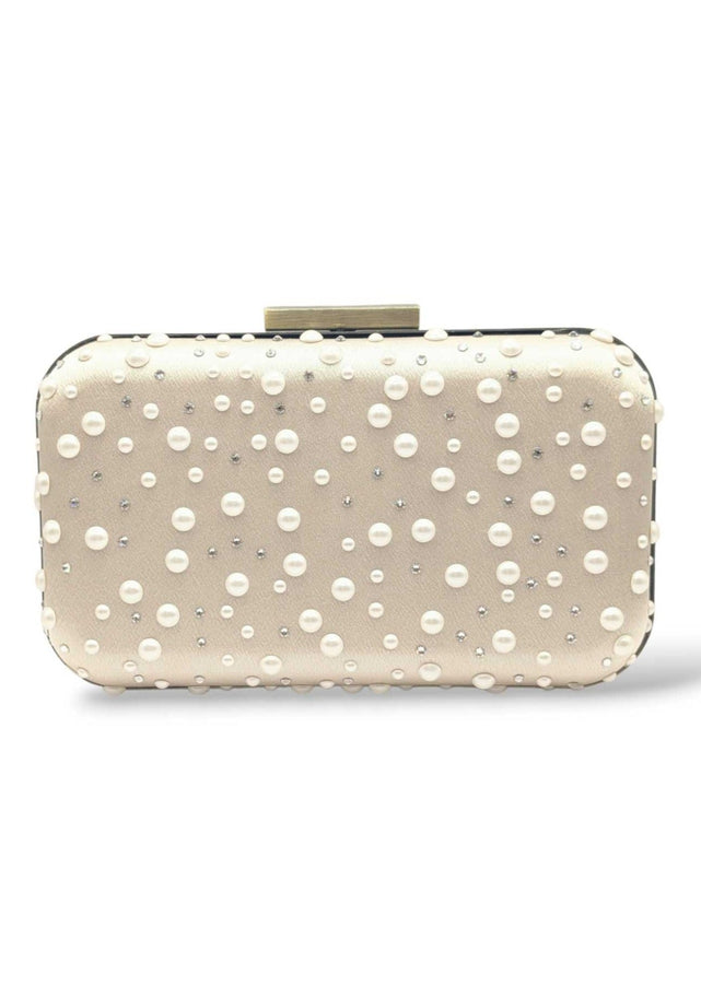 Ariel Taub Penelope Pearl and Crystal Polka Dot Clutch