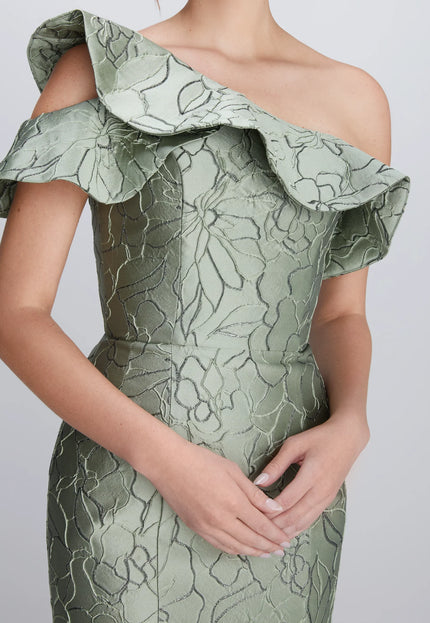 Anne Barge Perry Jacquard One Shoulder Trumpet Gown