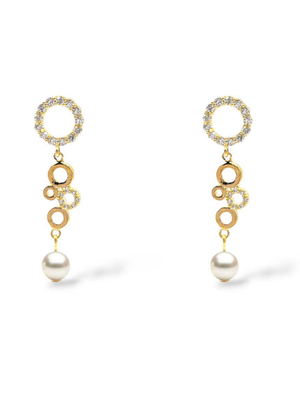 Phoebe Crystal and Pearl Circle Drop Earrings