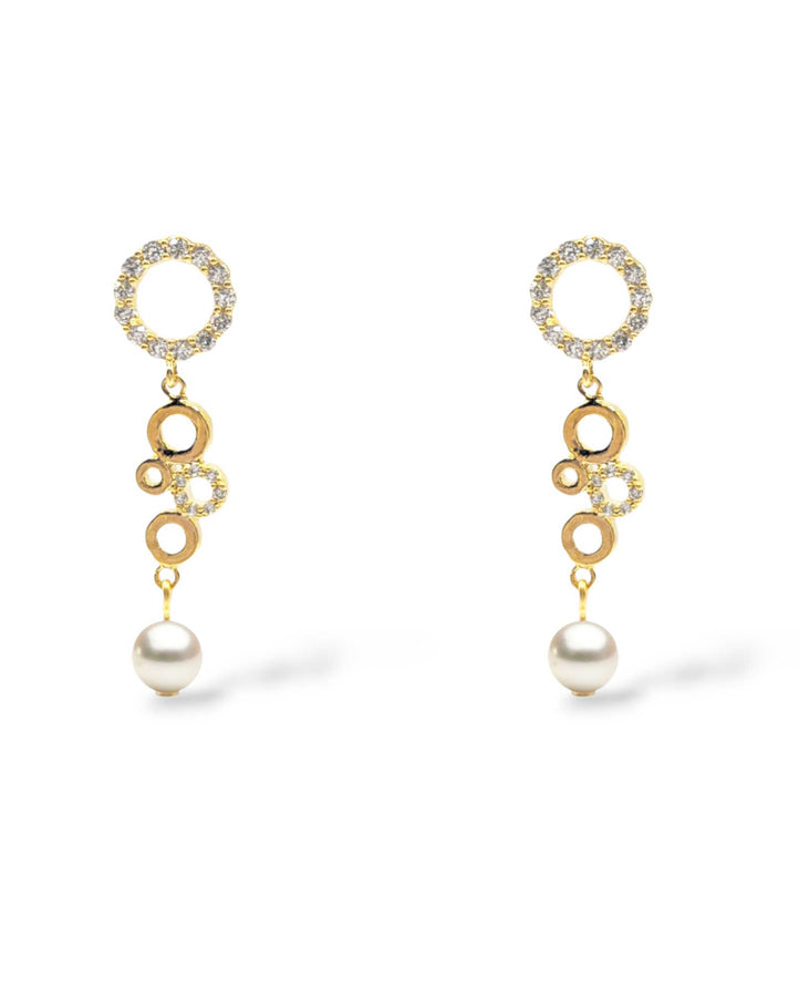 Phoebe Crystal and Pearl Circle Drop Earrings