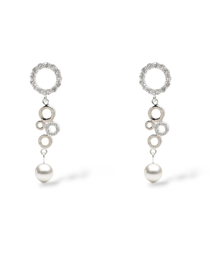 Phoebe Crystal and Pearl Circle Drop Earrings