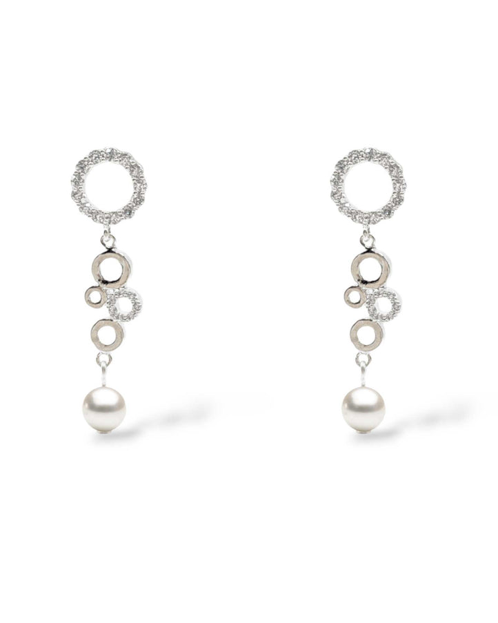 Phoebe Crystal and Pearl Circle Drop Earrings