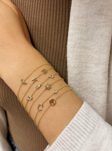 Zoe Lev 14K Gold Tiny Peace Bracelet