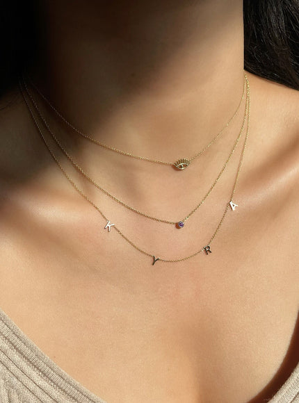 Zoe Lev 14K Gold Bezel Birthstone Necklace
