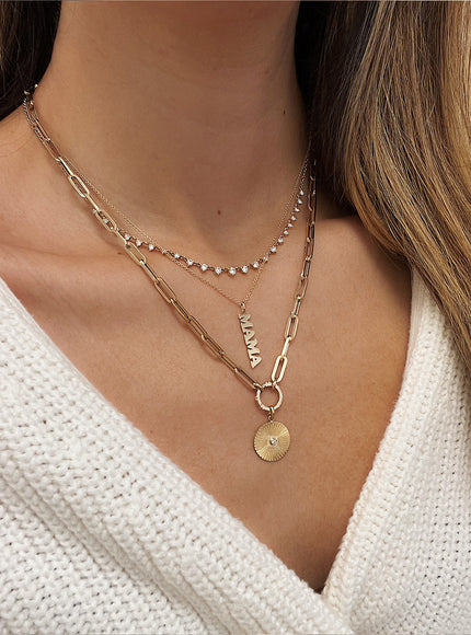 Zoe Lev 14K Gold Large Paper Clip Chain with Diamond Enhancer Necklace