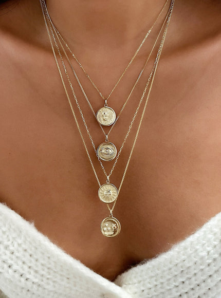 Zoe Lev 14K Gold Diamond Eye Medallion Necklace