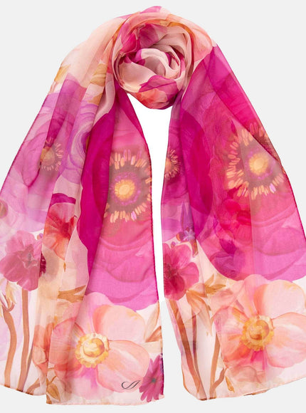 Elizabetta Campo de' Fiori Long Sheer Silk Scarf - Pink