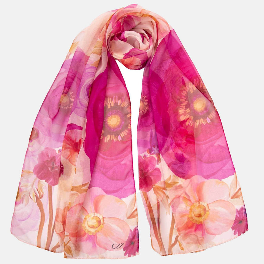 Elizabetta Campo de' Fiori Long Sheer Silk Scarf - Pink