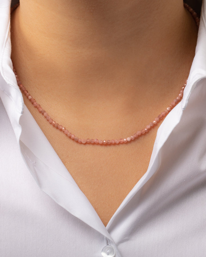Zoe Lev Pink Rhodochrosite Bead Necklace