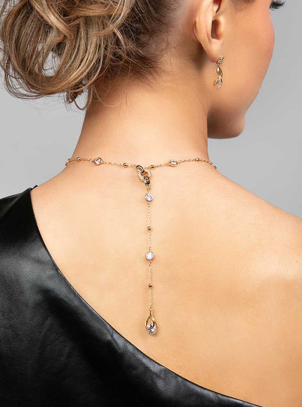 Presley CZ Crystal Charm Lariat Necklace