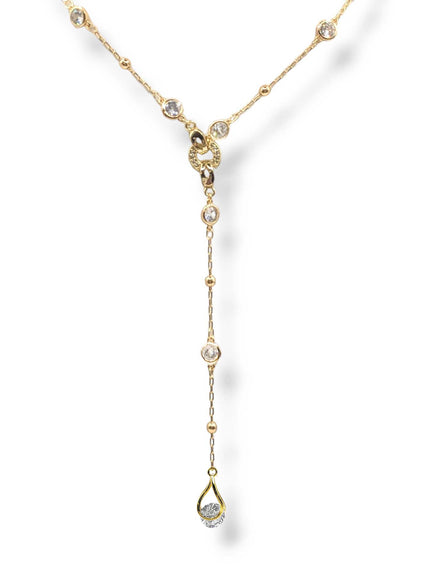 Presley CZ Crystal Charm Lariat Necklace