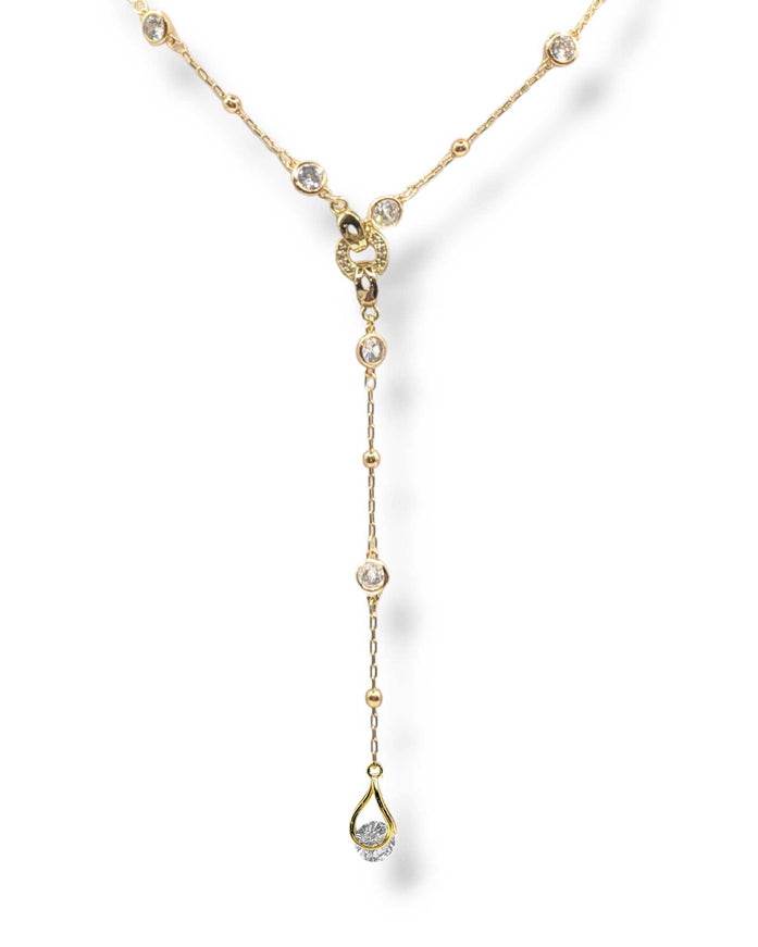 Presley CZ Crystal Charm Lariat Necklace