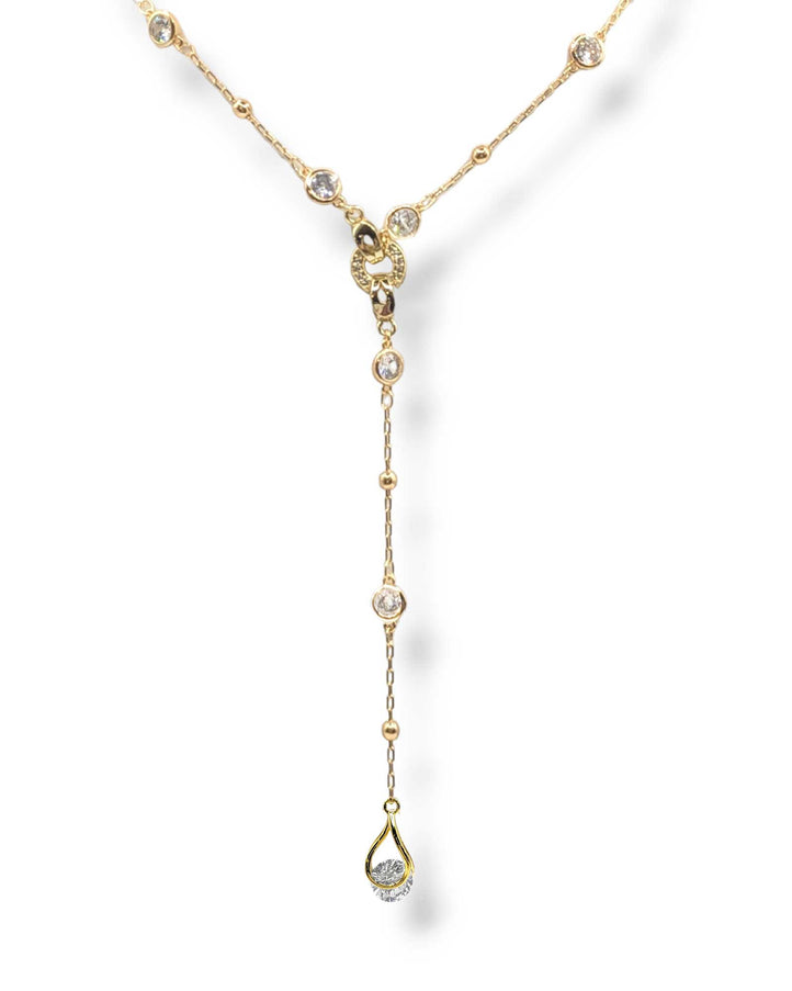 Presley CZ Crystal Charm Lariat Necklace