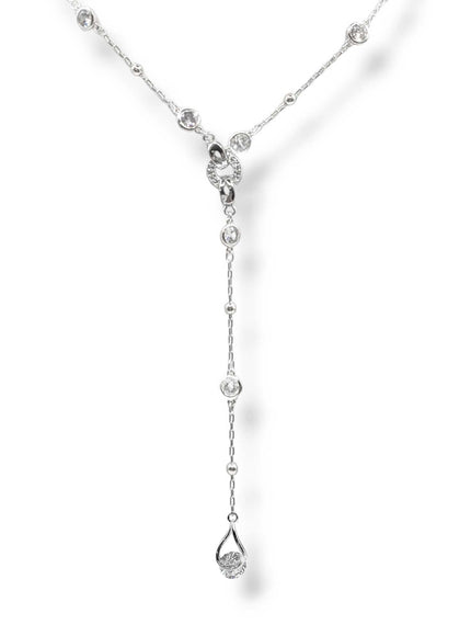 Presley CZ Crystal Charm Lariat Necklace