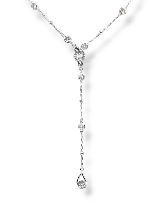 Presley CZ Crystal Charm Lariat Necklace