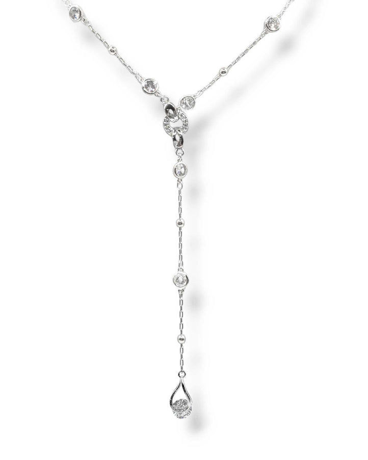 Presley CZ Crystal Charm Lariat Necklace
