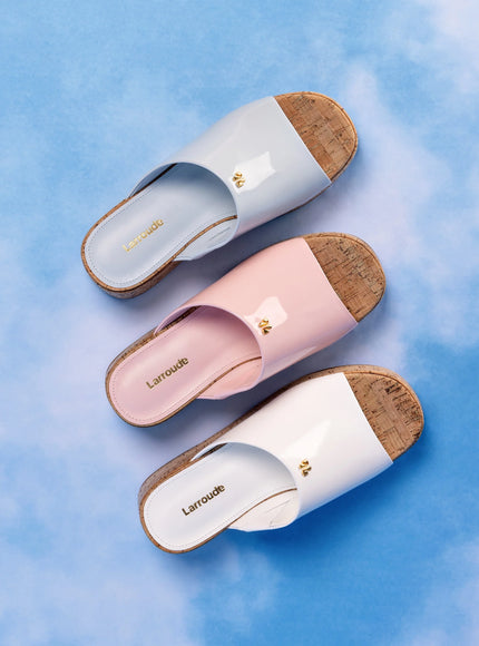 Larroude Charli Mule In White Patent Leather