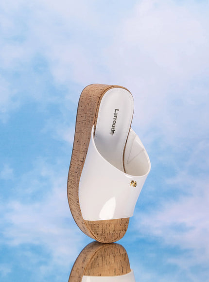 Larroude Charli Mule In White Patent Leather