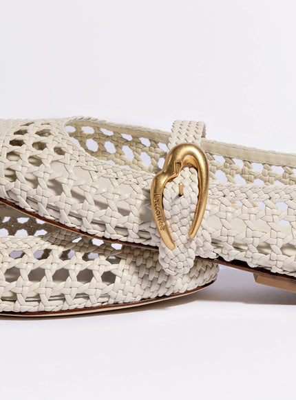 Larroude Verona Macrame Ballet Flat In Ivory Leather