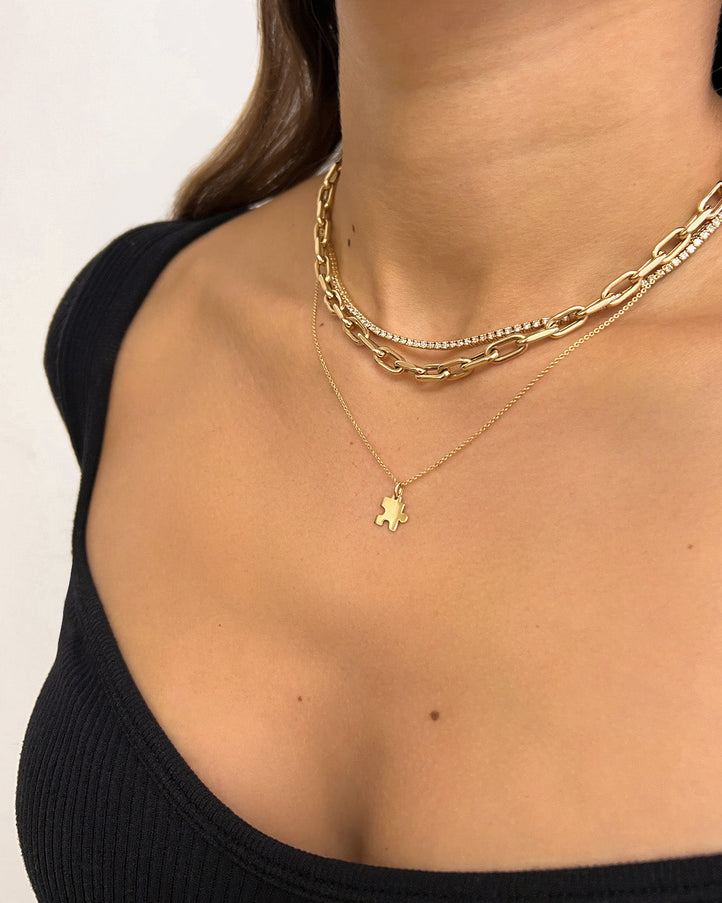 Zoe Lev 14K Gold Puzzle Piece Necklace