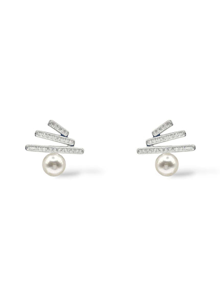Quinn Zigzag Crystal and Pearl Stud Earrings
