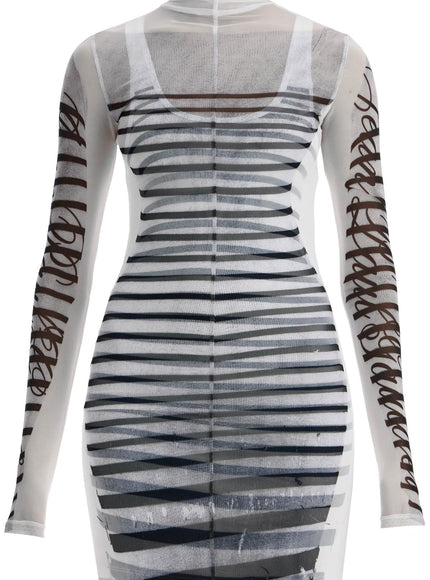 JEAN PAUL GAULTIER double layer mini dress with marinière print