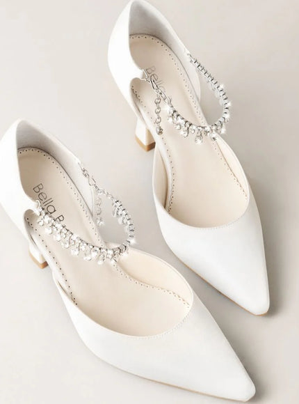 Bella Belle Regina Bridal Pumps with Crystal Ankle Strap