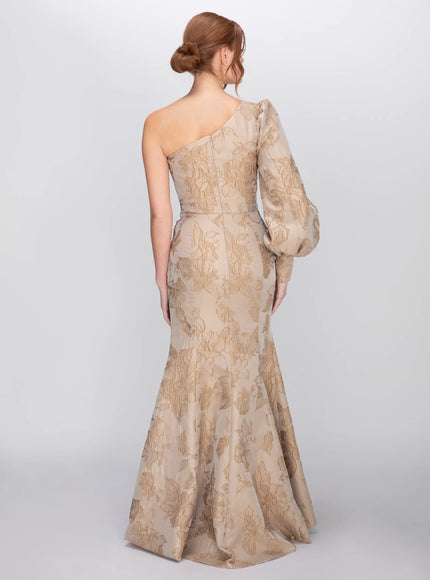 Anne Barge Rhett Floral One Shoulder Trumpet Gown