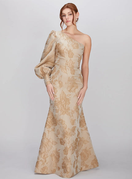 Anne Barge Rhett Floral One Shoulder Trumpet Gown