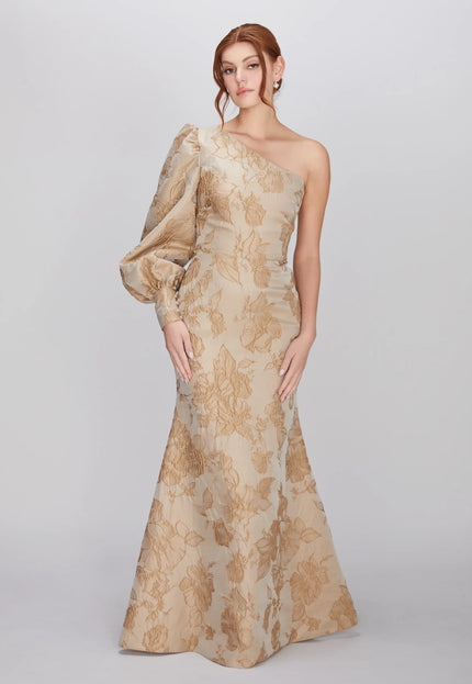 Anne Barge Rhett Floral One Shoulder Trumpet Gown