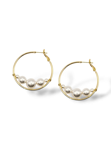 Rio Large Pearl Hoop Earrings