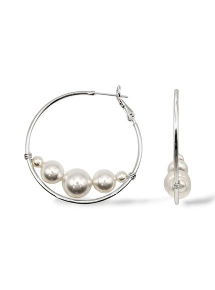 Rio Large Pearl Hoop Earrings