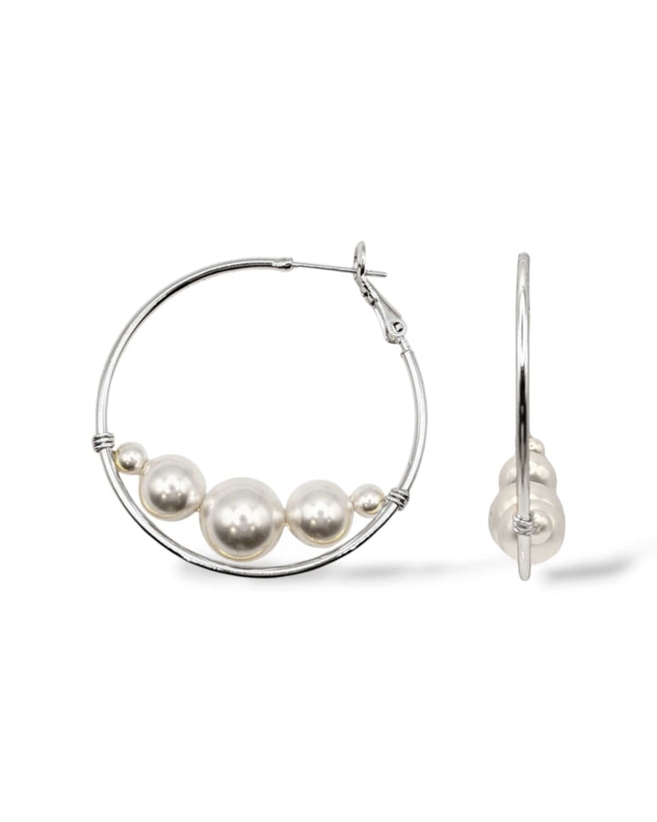 Rio Large Pearl Hoop Earrings