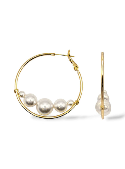 Rio Large Pearl Hoop Earrings