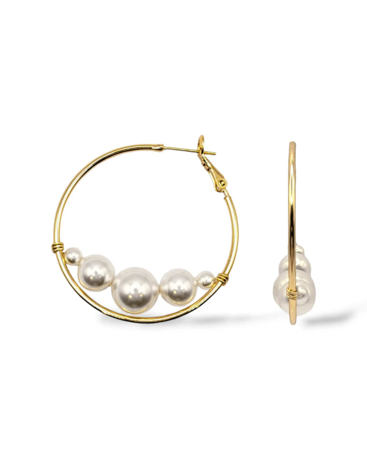 Rio Large Pearl Hoop Earrings